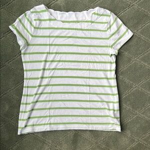 Talbots-Striped Green and White Women's Top